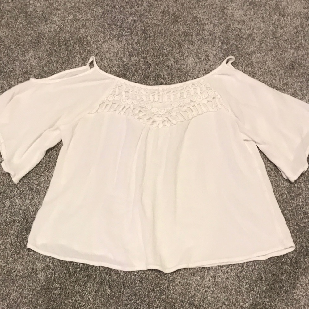 White Shoulder Cut Top